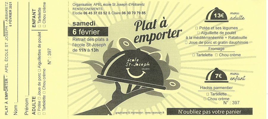 Ticket repas emporter